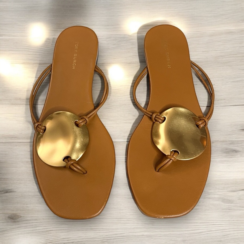 Tory Burch Gold and Tan Sandals